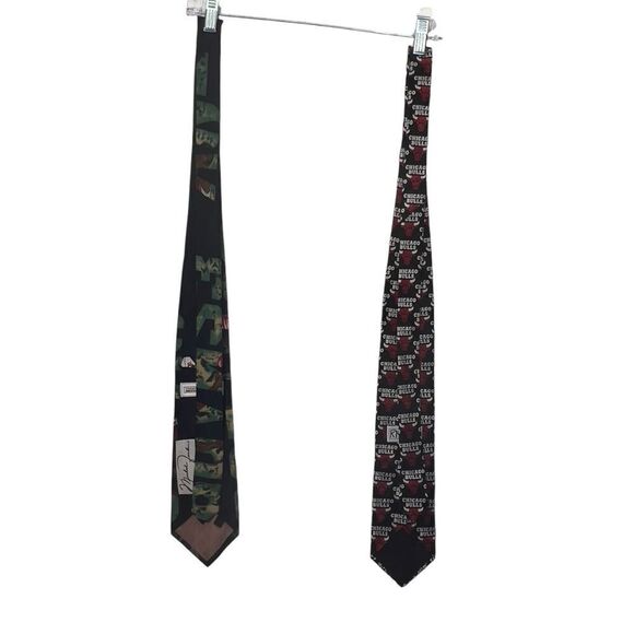 Lot Michael Jordan X Bugatchi Vintage silk Neck Tie Jordan 23 AND vtg BULLS tie - Picture 14 of 14